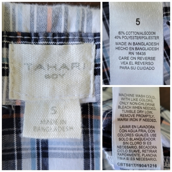 Tahari boy's soft thick knit long sleeve button up plaid shirt- size 5 - Picture 5 of 9